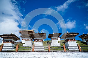 108 Memorial Chortens of Dochula Pass in Thimphu, Bhutan