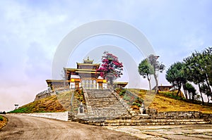 108 memorial chortens or stupas known as Druk Wangyal Chortens , PunakhÃ  , Bhutan