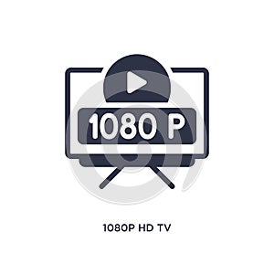 1080p hd tv icon on white background. Simple element illustration from cinema concept