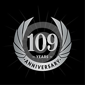 109 years anniversary design template. Elegant anniversary logo design. 109 years logo.