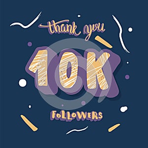 10k followers post. Vector template design.