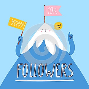 10k followers, thank you vector illustration