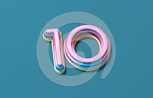 10th anniversary coloured letters 3D rendering