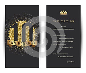 10th anniversary decorated greeting card template.