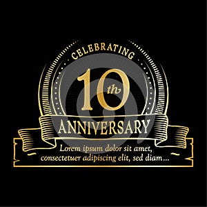 10th anniversary design template. 10 years logo. Ten years vector and illustration.