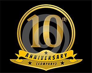 10th anniversary gold color with black background