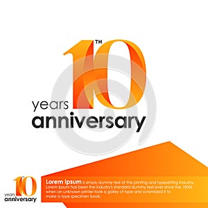 10th Anniversary logotype with orange color