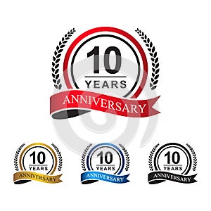 10th anniversary years circle ribbon