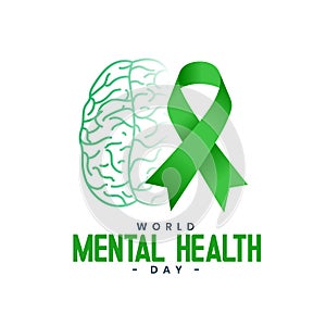 10th october world mental health day poster with human brain design