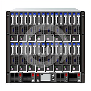 10u blade system with 16 slots - servers, 4 power supplies and a control unit. 19 `` rack mounting.