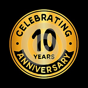 10years celebrating anniversary design template. Tenth anniversary logo. Vector and illustration.