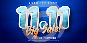 11.11 Big sale text, singles day cartoon style editable text effect