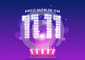 11.11 Online Shopping sale poster or flyer design. Singles day sale banner. Global shopping world day.