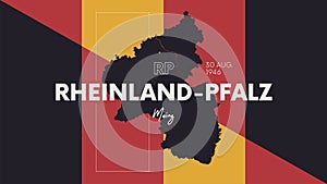 11 of 16 states of Germany with a name, capital and detailed vector Rheinland-Pfalz map for printing posters, postcards and t-