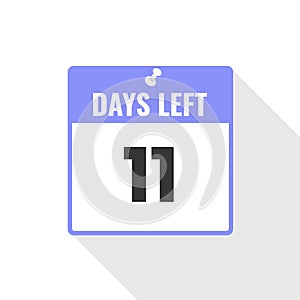 11 Days Left Countdown sales icon. 11 days left to go Promotional banner