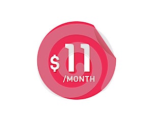 $11 Dollar Month. 11 USD Monthly sticker