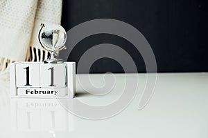 11 eleventh day of winter month calendar february with copy space