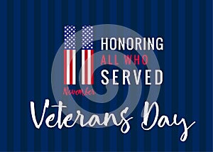 11 november Honoring all who served, Veterans day USA poster