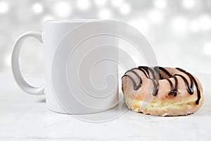 11 ounce Coffee Mug Mockup with Glazed Donut