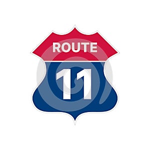 11 route sign icon. Vector road highway interstate