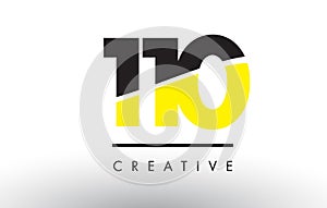 110 Black and Yellow Number Logo Design.