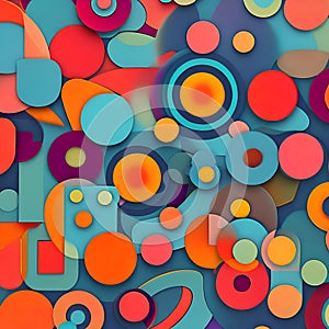 1116 Retro Abstract Shapes: A retro and vintage-inspired background featuring retro abstract shapes in retro colors that evoke a