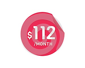 $112 Dollar Month. 112 USD Monthly sticker