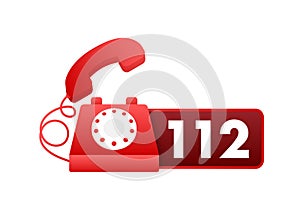 112 Emergency Call Number. SOS symbol. Vector illustration.