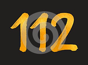 112 Number logo vector illustration, 112 Years Anniversary Celebration Vector Template,  112th birthday, Gold Lettering Numbers