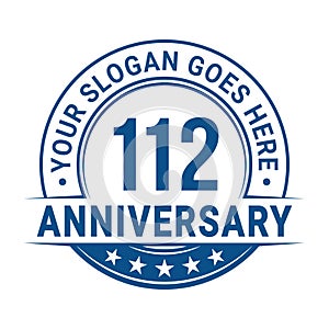 112 years anniversary. 112th anniversary logo design template. Vector and illustration.