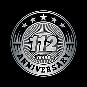 112 years anniversary celebration. 112th anniversary logo design. 112years logo.