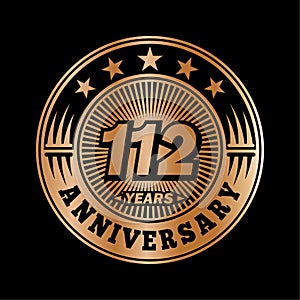 112 years anniversary celebration. 112th anniversary logo design. 112years logo.