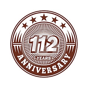 112 years anniversary celebration. 112th anniversary logo design. 112years logo.