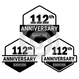 112 years anniversary celebration logotype. 112th anniversary logo collection