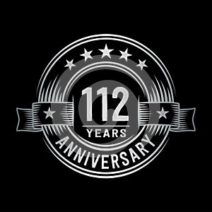 112 years anniversary celebration logotype. 112th years logo. Vector and illustration.