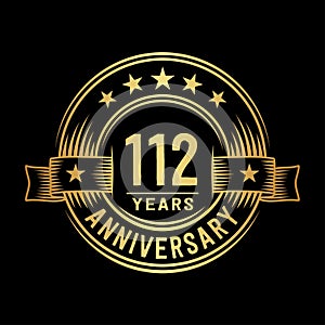 112 years anniversary celebration logotype. 112th years logo. Vector and illustration.