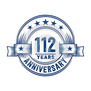 112 years anniversary celebration logotype. 112th years logo. Vector and illustration.