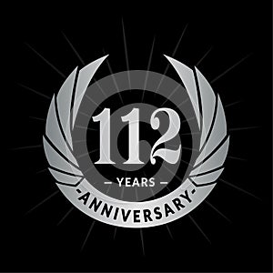 112 years anniversary design template. Elegant anniversary logo design. 112 years logo.