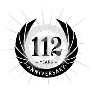 112 years anniversary design template. Elegant anniversary logo design. 112 years logo.