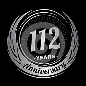 112 years anniversary. Elegant anniversary design. 112nd logo.