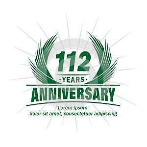 112 years anniversary. Elegant anniversary design. 112nd years logo.