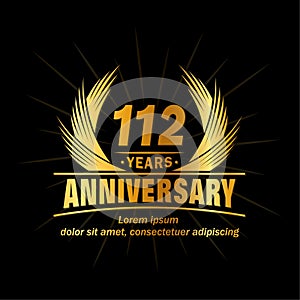 112 years anniversary. Elegant anniversary design. 112nd years logo.