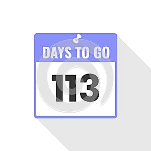 113 Days Left Countdown sales icon. 113 days left to go Promotional banner