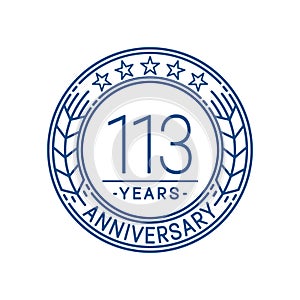 113 years anniversary celebration logo template. 113th line art vector and illustration.