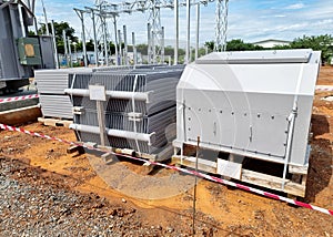 115 kV-22kV Power transformer prepare for Installation, such as radiators, and 22kV bushing cover