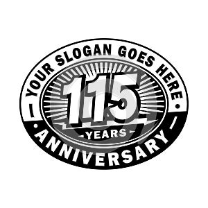 115 years anniversary celebration. 115th anniversary logo design. 115 years logo.
