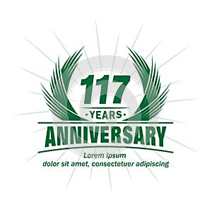 117 years anniversary. Elegant anniversary design. 117th years logo.