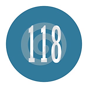 118 numeral logo with round frame in blue color