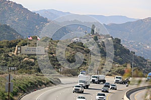 118 Ronald Reagan Freeway in Simi Valley, California from the Rocky Peak