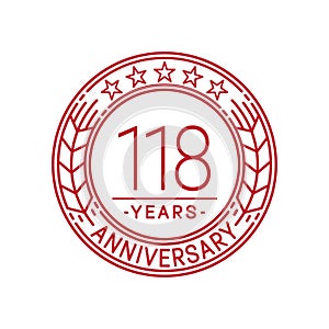 118 years anniversary celebration logo template. 118th line art vector and illustration.